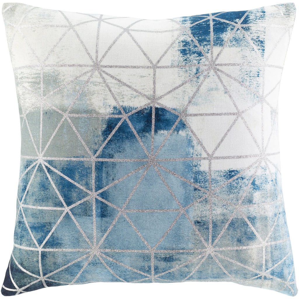 Balliano BLN-007 Woven Square Pillow in Aqua & White by Surya