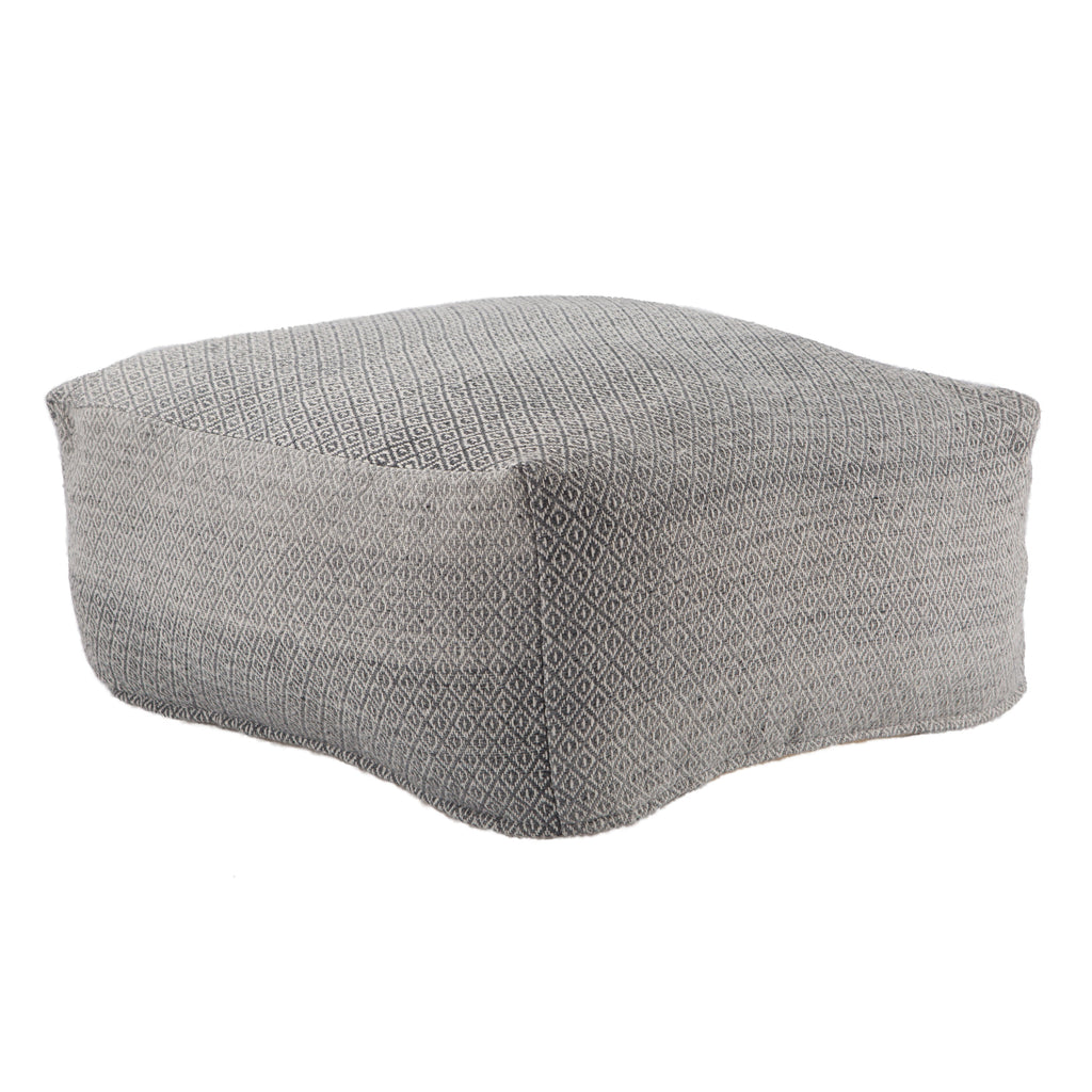 Jericho Trellis Gray & White Pouf