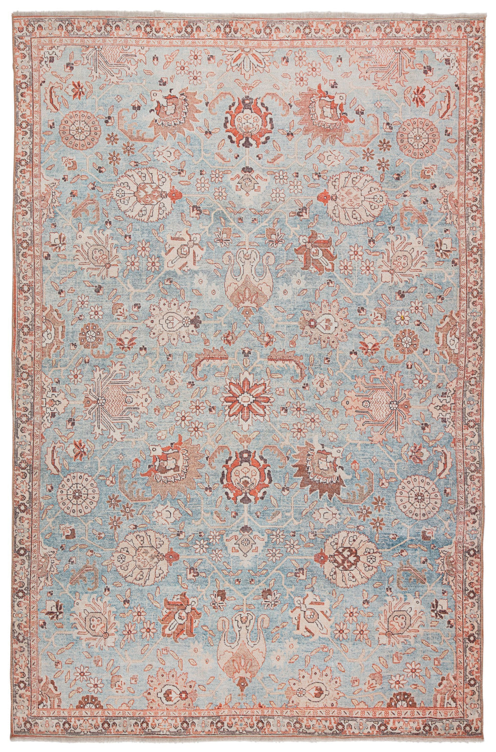 Poppy Oriental Light Blue/ Orange Rug