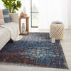 Izar Trellis Rug in Blue & Red by Jaipur Living