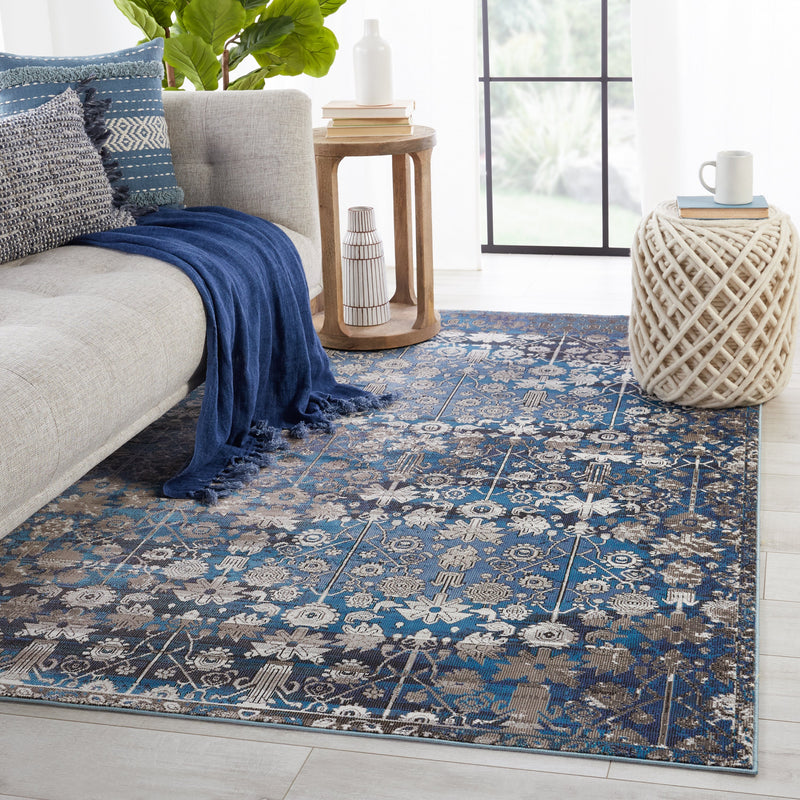 Izar Trellis Rug in Blue & White by Jaipur Living