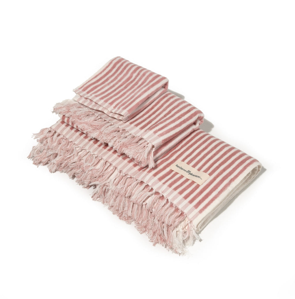 Laurens Pink Stripe 3Pc Bath Set