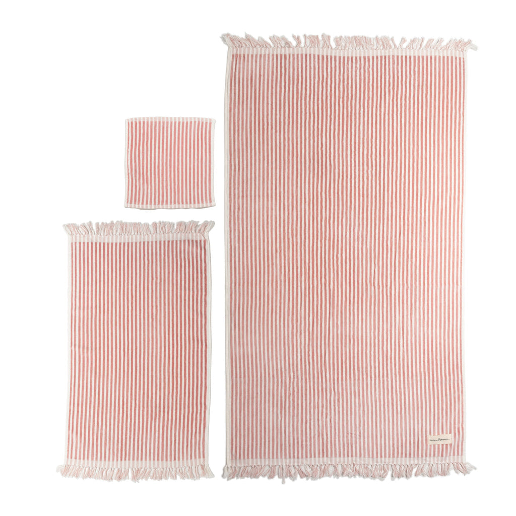 Laurens Pink Stripe 3Pc Bath Set