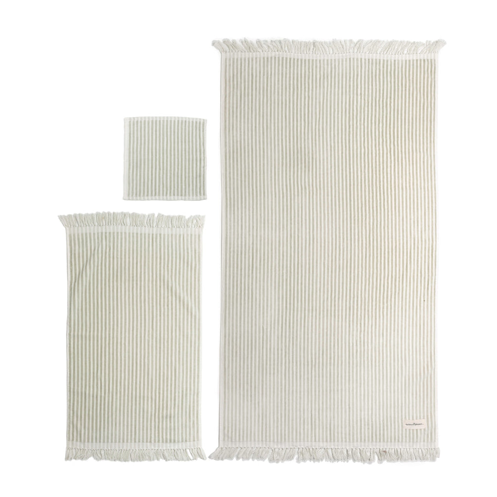 Laurens Sage Stripe 3Pc Bath Set