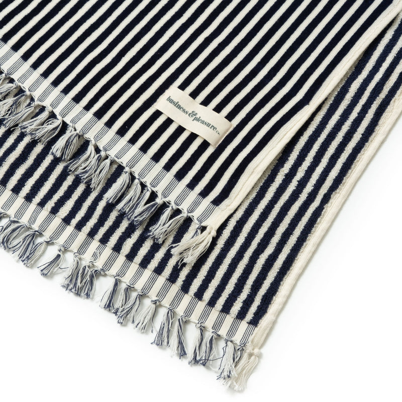 Laurens Navy Stripe Beach Towel