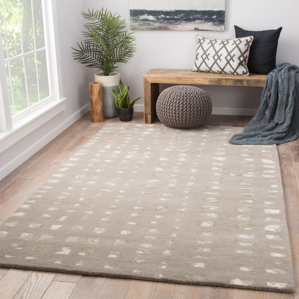 Oliva Handmade Geometric Gray & Cream Area Rug design by Jaipur Living