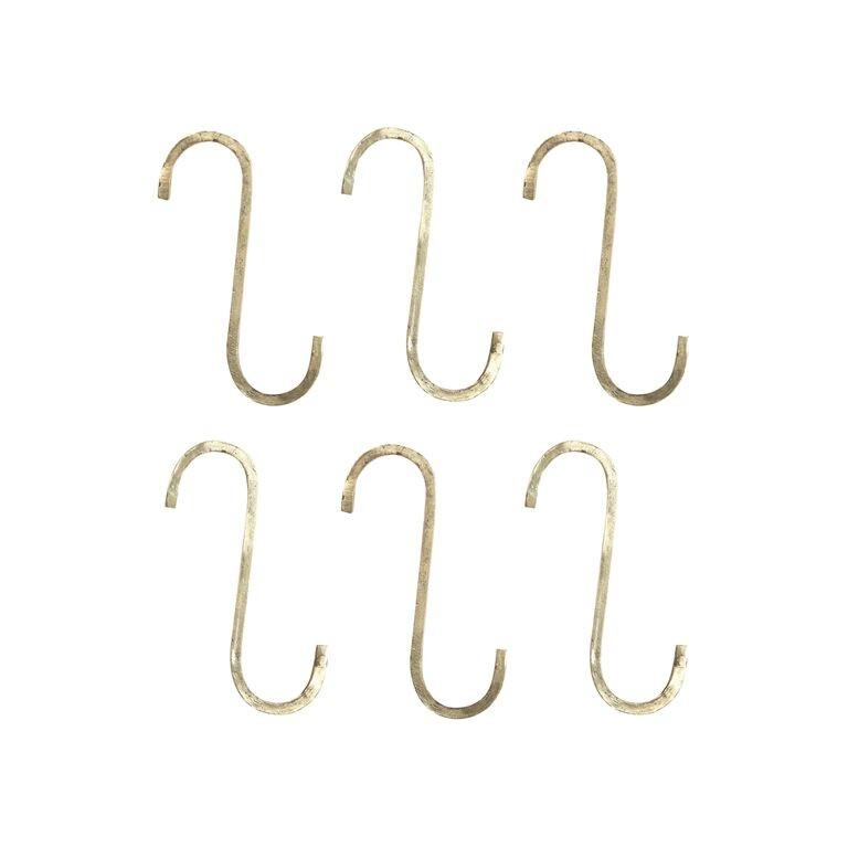 Set of 6 Brass S-Hooks