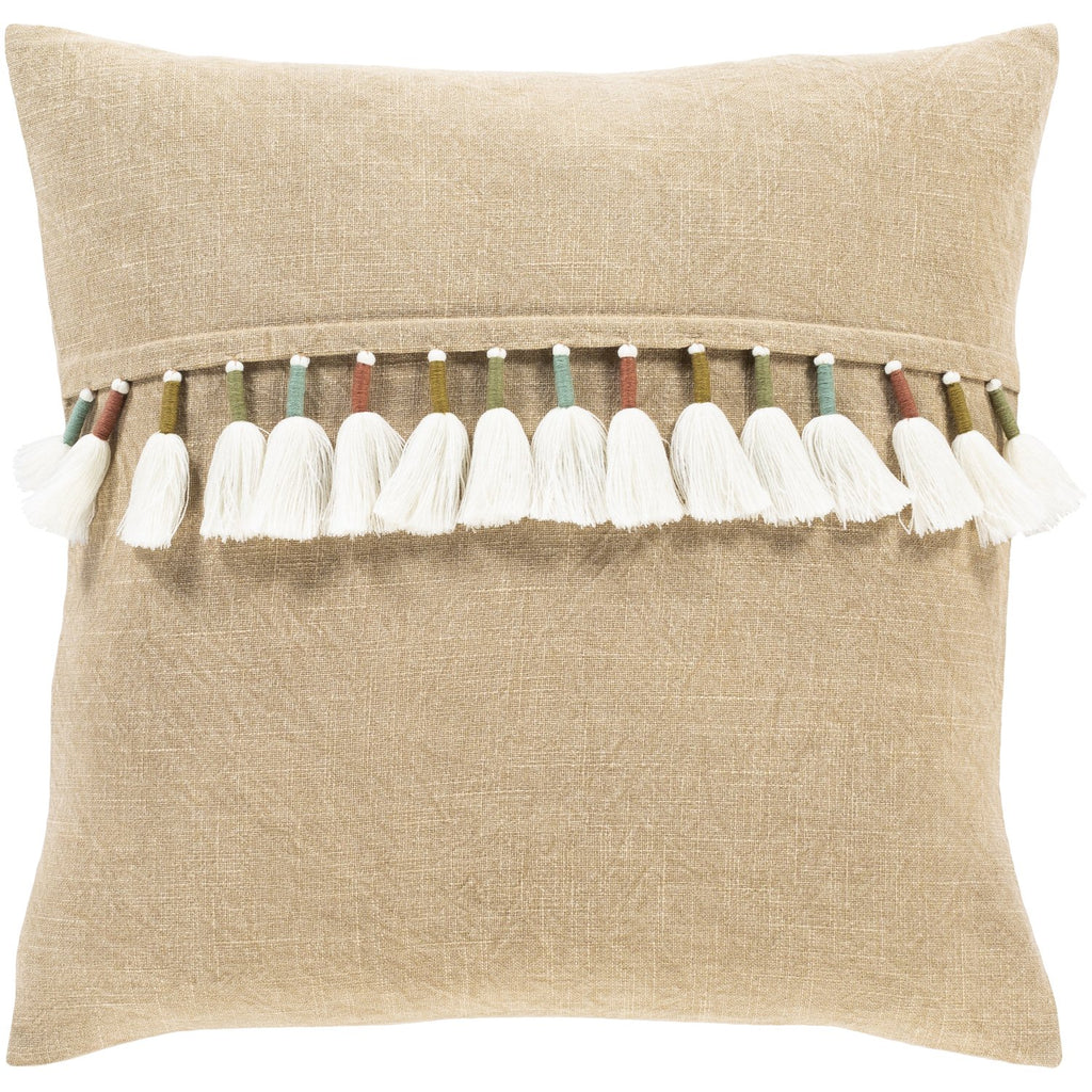 Byron Bay BRB-002 Woven Pillow in Khaki & Ivory by Surya