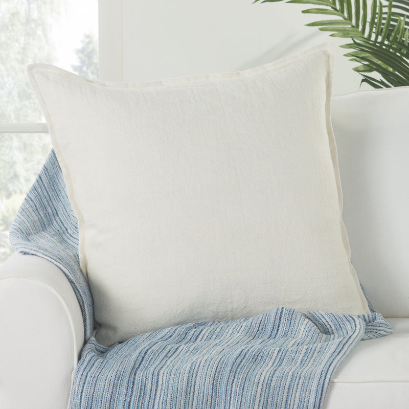 Blanche Solid Ivory Throw Pillow