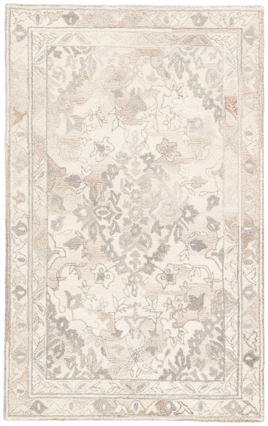 Arabia Handmade Floral White & Gray Area Rug