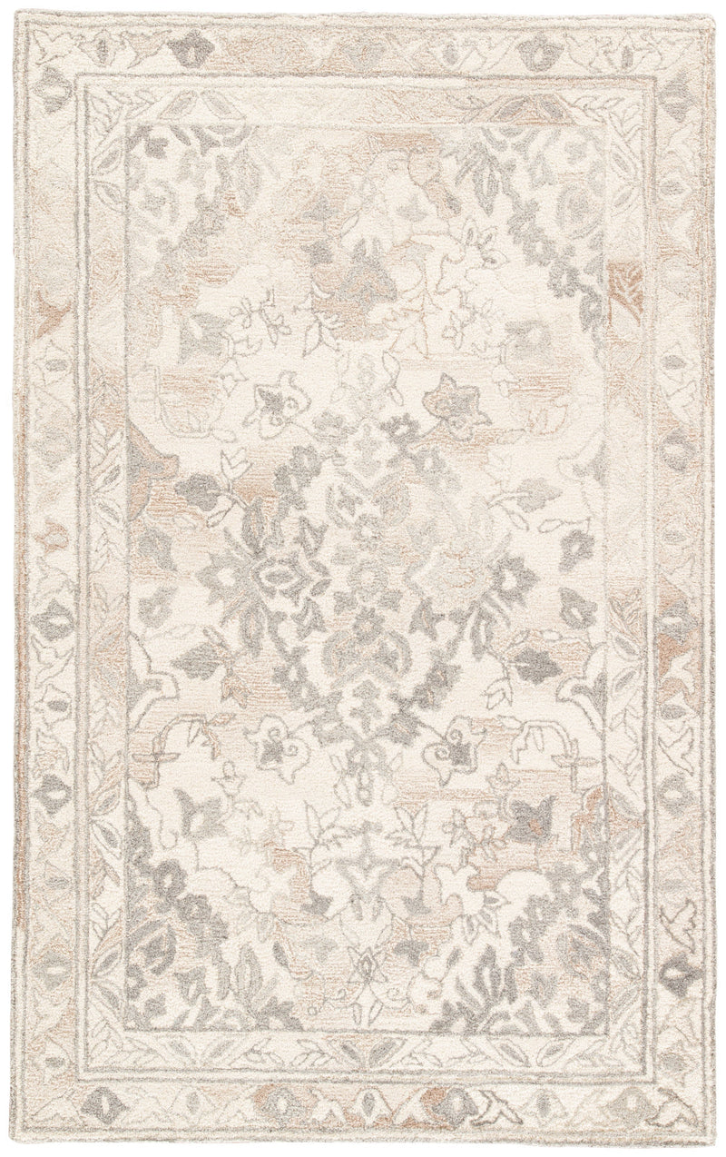 Arabia Handmade Floral White & Gray Area Rug