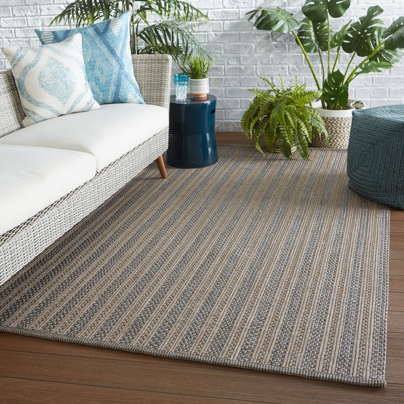 Madaket Handmade Indoor/Outdoor Stripes Rug in Taupe & Gray