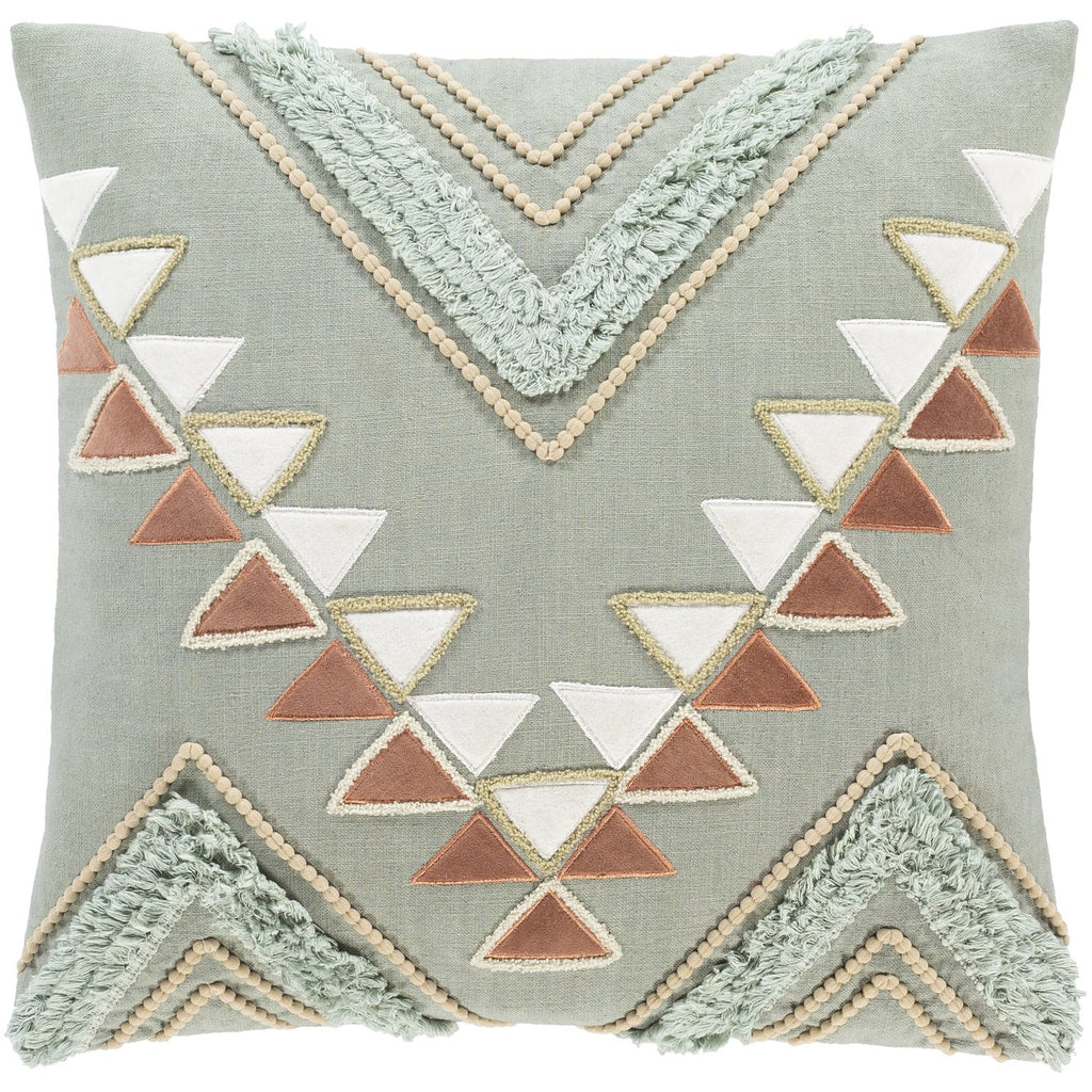 Bisbee BSB-001 Woven Pillow in Clay & Mint by Surya