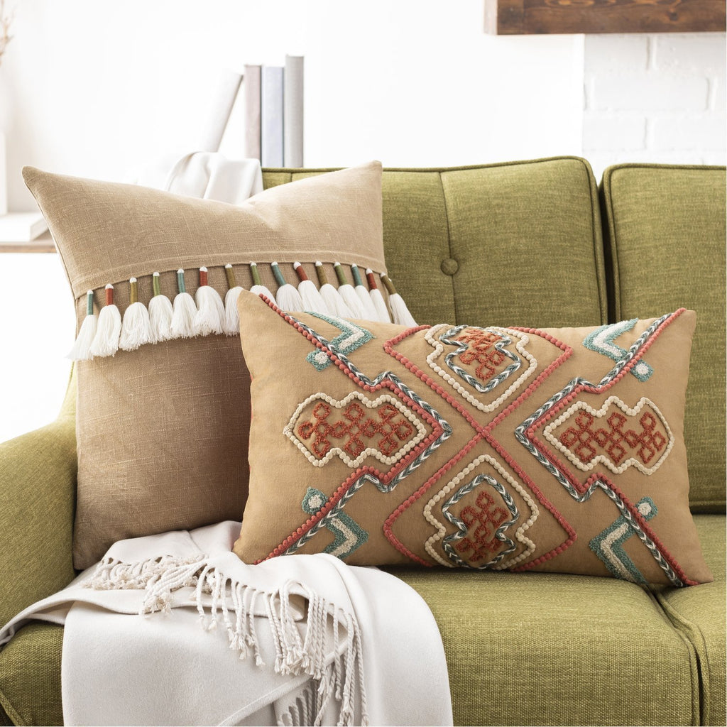 Bisbee BSB-002 Woven Pillow in Clay & Ivory by Surya