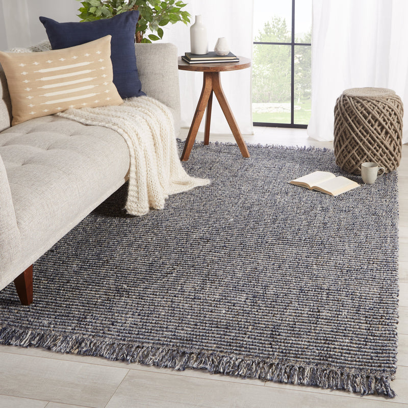 Caraway Handmade Solid Rug in Blue & Gray