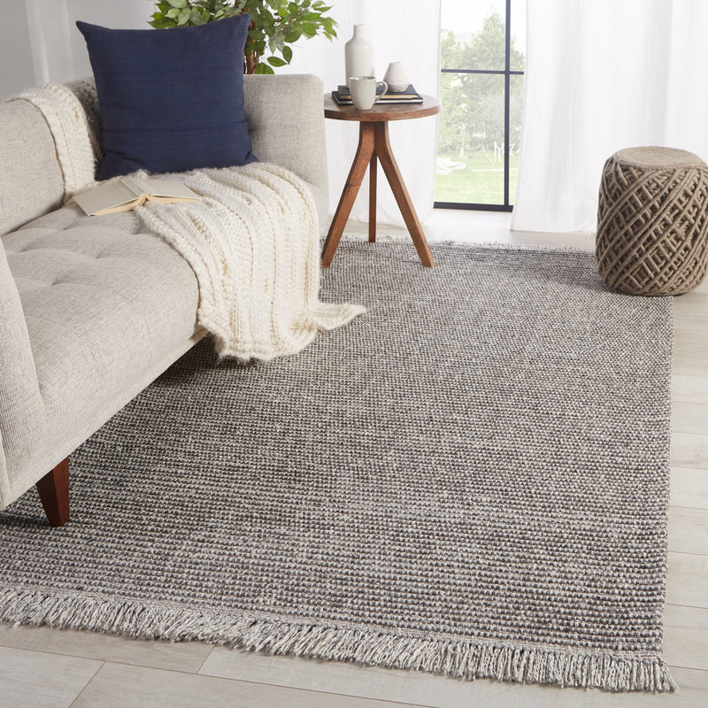 Caraway Handmade Solid Rug in Gray & Cream