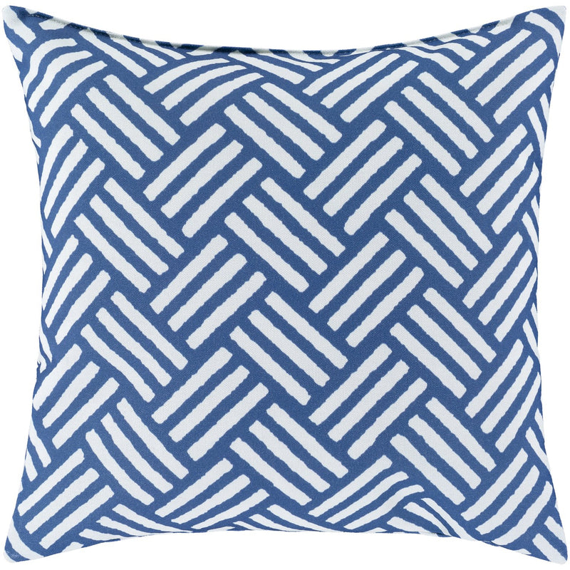 Basketweave BW-001 Woven Pillow in Ivory & Navy by Surya