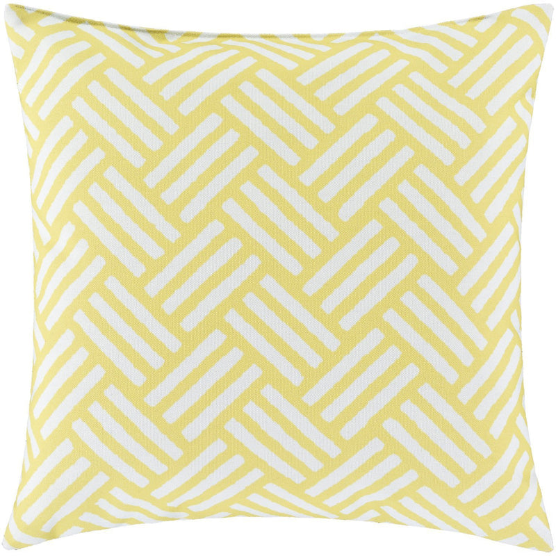 Basketweave BW-003 Woven Pillow in Bright Yellow & Ivory by Surya