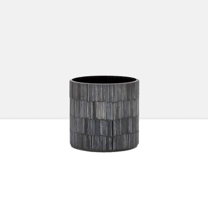 Bamboo Glass Mosaic 4 x 4" Drop Pot in Black