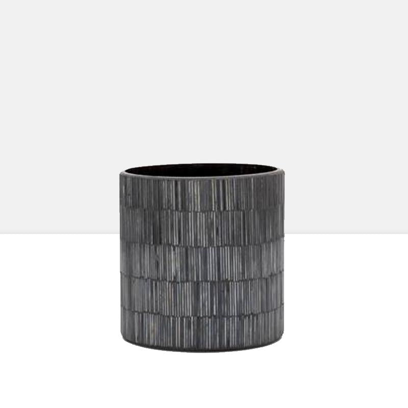 Bamboo Glass Mosaic 5 x 5" Drop Pot in Black