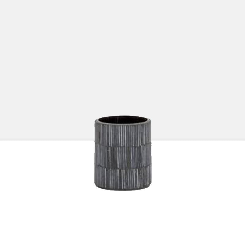 Bamboo Glass Mosaic Tealight Holder in Black