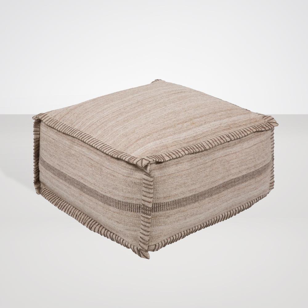 Barnsley Viscose Pouf in Ivory & Khaki