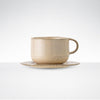 Beige Speckled Stoneware Cup With Saucer