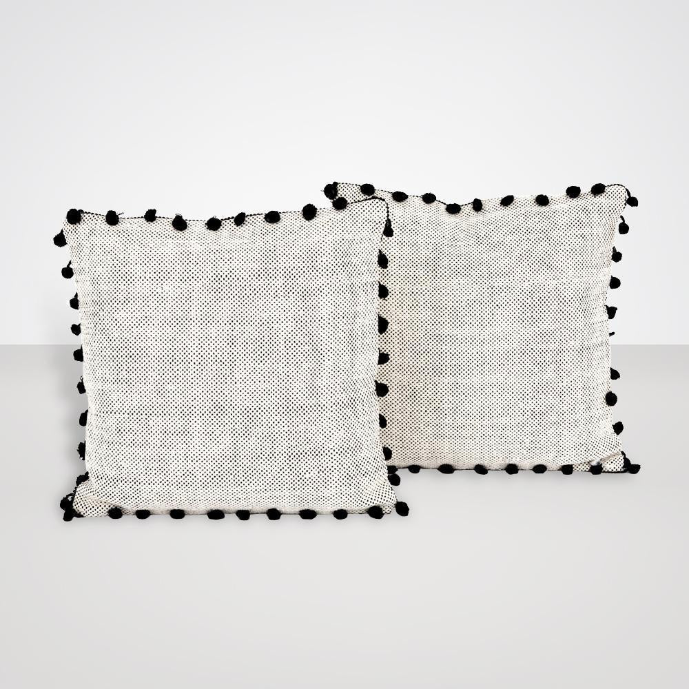 Black Fringe Trim Pillow, Set of 2