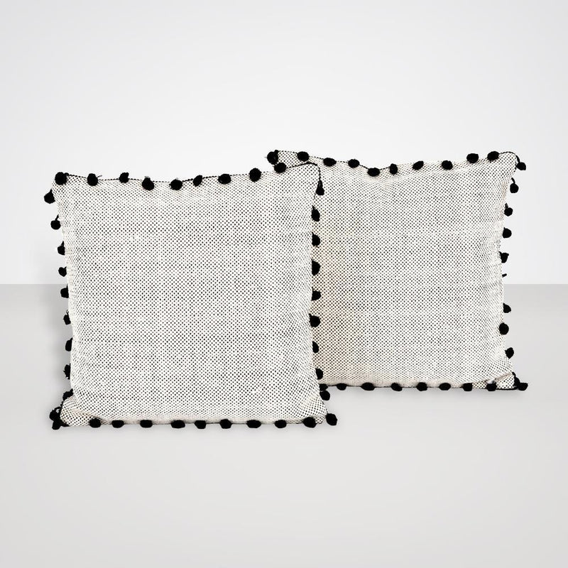 Black Fringe Trim Pillow, Set of 2