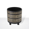 Black Patterned Stoneware Flower Pot