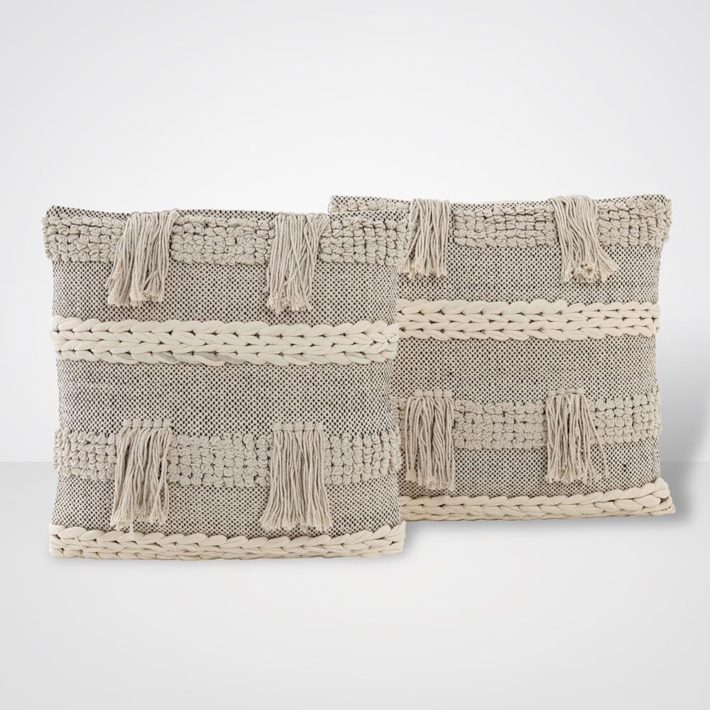 Braided Fringe Pillow, Set of 2