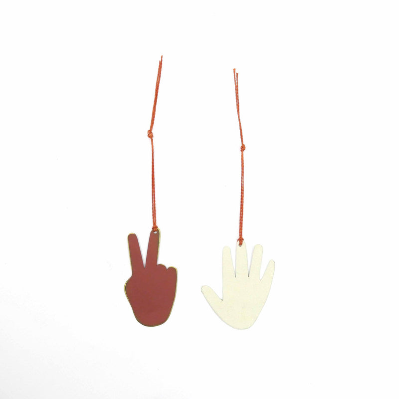 Set of 2 Christmas Adornments Victory Hands design by Sibilia