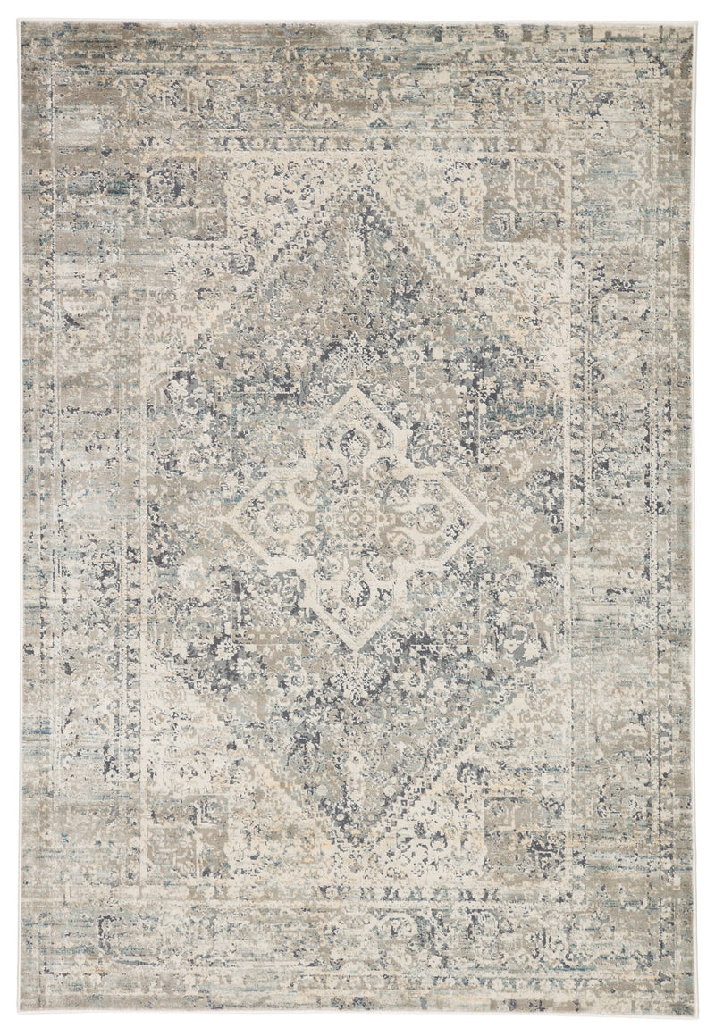 Kiev Medallion Gray & Ivory Area Rug