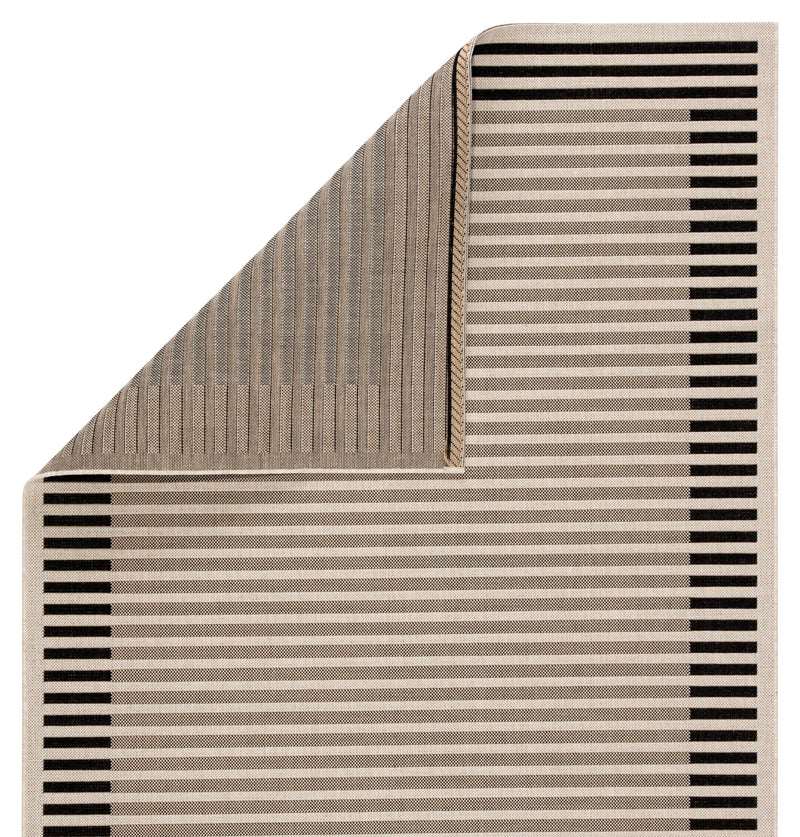 Fathom Indoor/ Outdoor Stripe Ivory & Black Area Rug