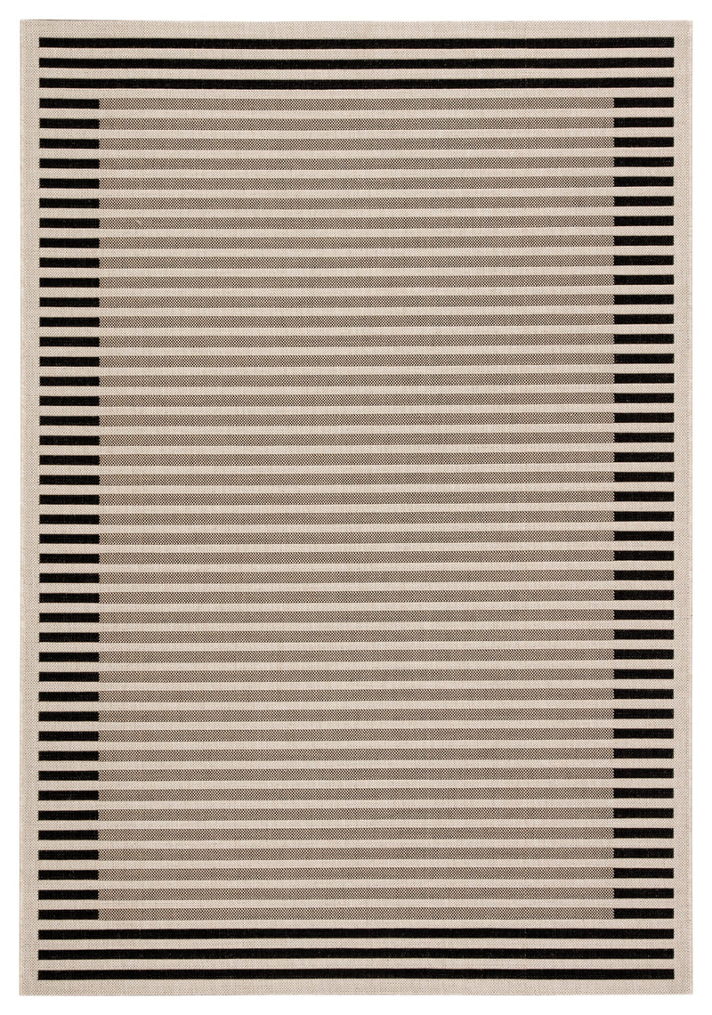 Fathom Indoor/ Outdoor Stripe Ivory & Black Area Rug