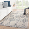 Compass Indoor/ Outdoor Tribal Ivory & Blue Area Rug