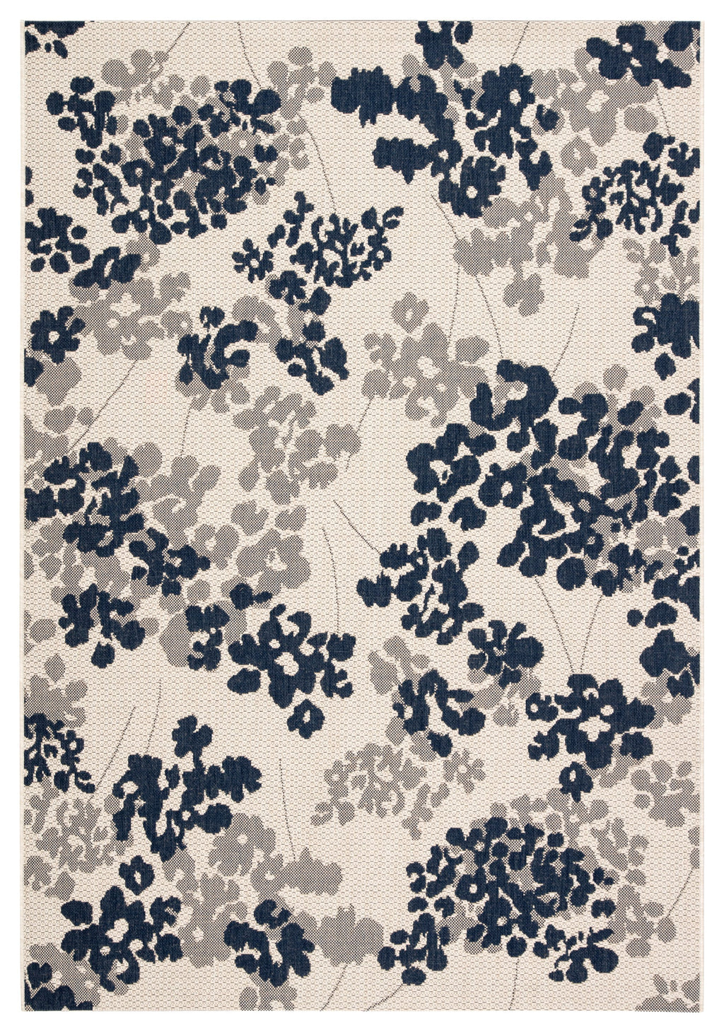 Mariner Indoor/ Outdoor Floral Blue & Gray Area Rug