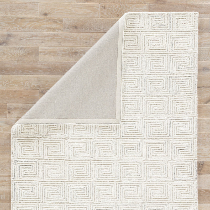 Harkness Handmade Geometric White & Gray Area Rug