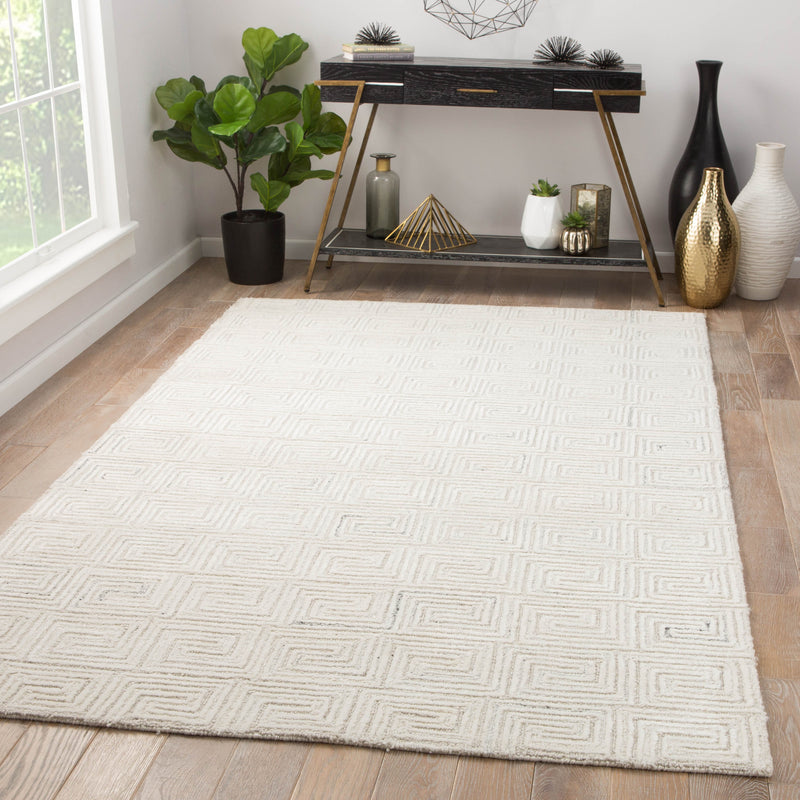 Harkness Handmade Geometric White & Gray Area Rug