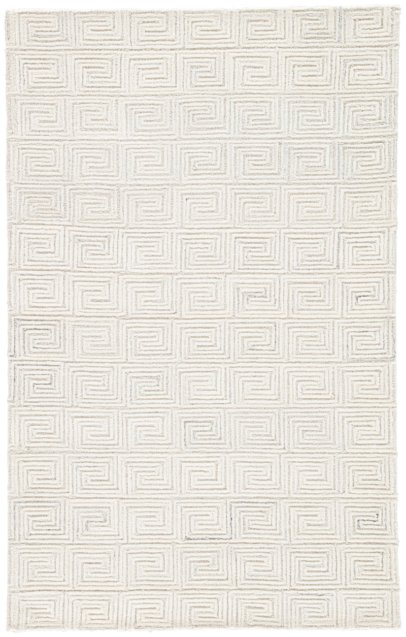 Harkness Handmade Geometric White & Gray Area Rug