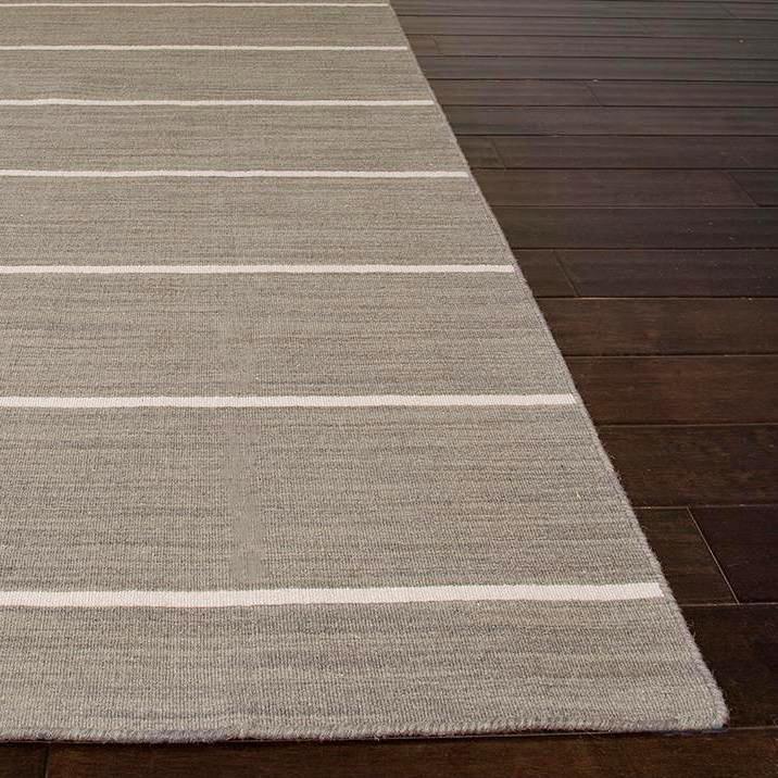 Cape Cod Handmade Stripe Gray & White Area Rug