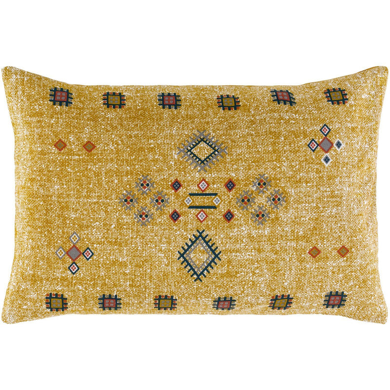 Cactus Silk CCS-008 Woven Lumbar Pillow in Mustard & Medium Gray by Surya