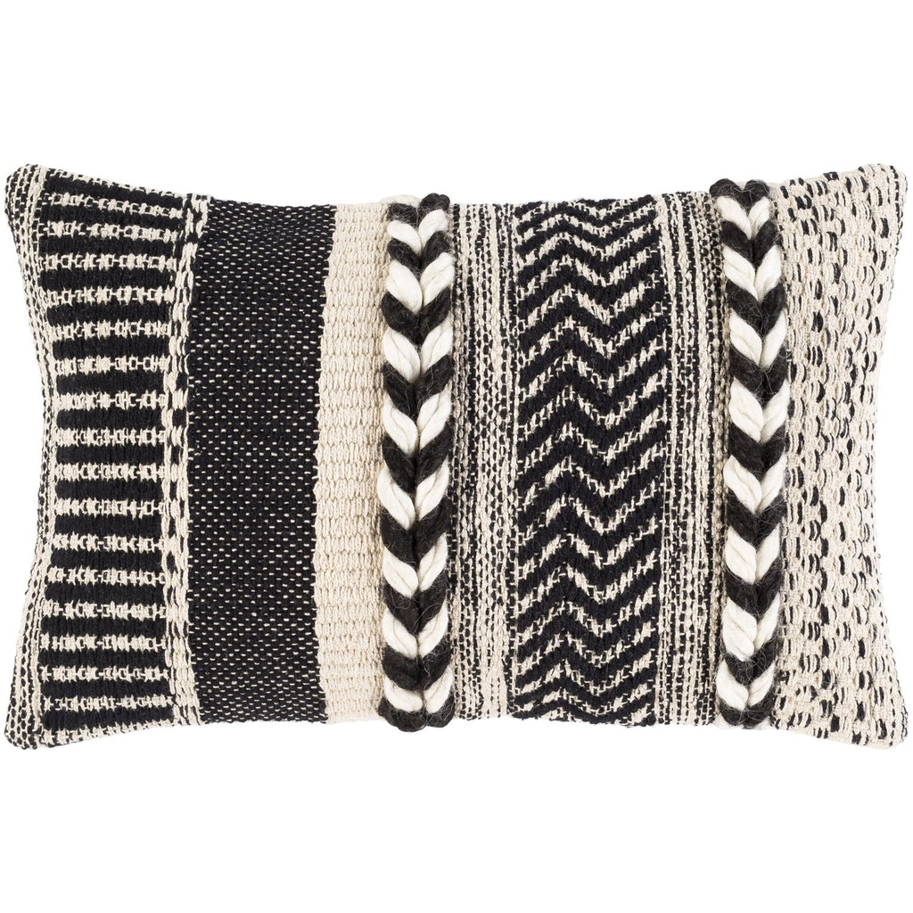 Cascada CDA-001 Hand Woven Pillow in Beige & Black by Surya