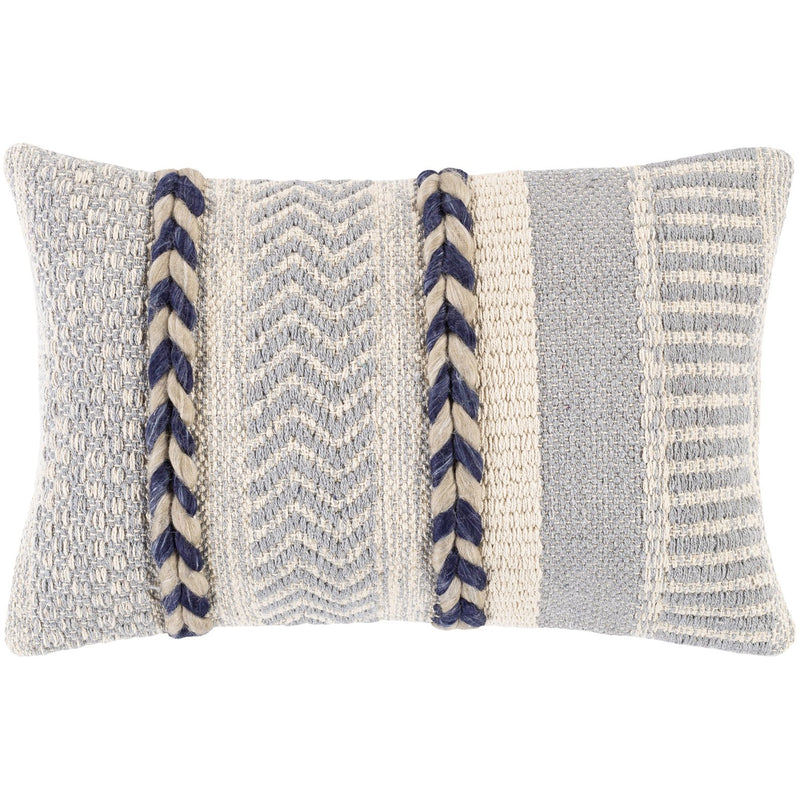 Cascada CDA-002 Hand Woven Pillow in Cream & Navy by Surya