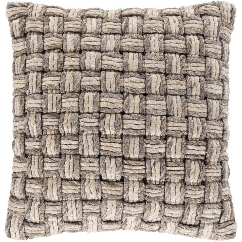 Cordoba CDB-001 Hand Woven Square Pillow in Taupe & Dark Brown by Surya