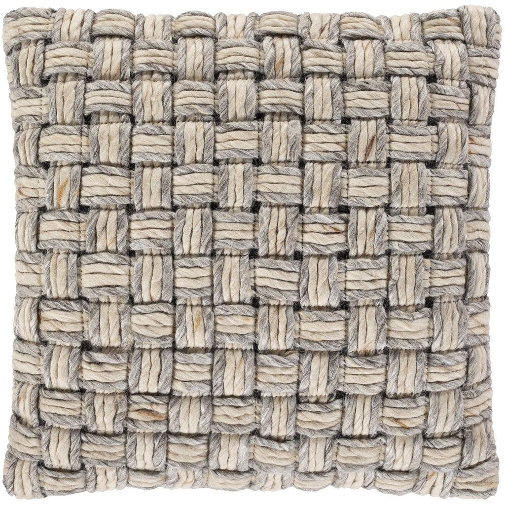 Cordoba CDB-002 Hand Woven Square Pillow in Taupe & Light Gray by Surya