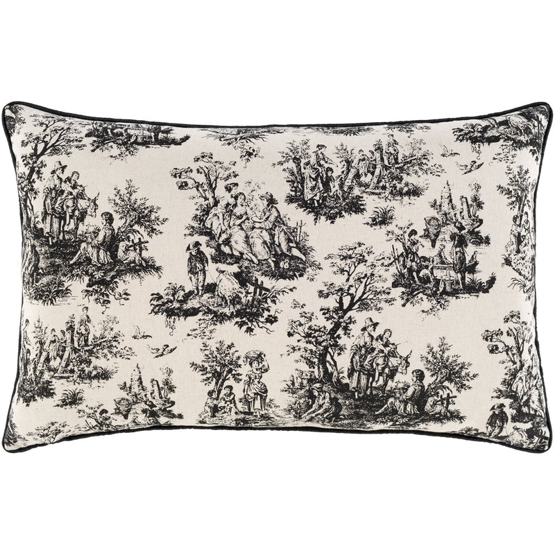 Chateau CEA-001 Woven Lumbar Pillow in Light Gray & Ink by Surya