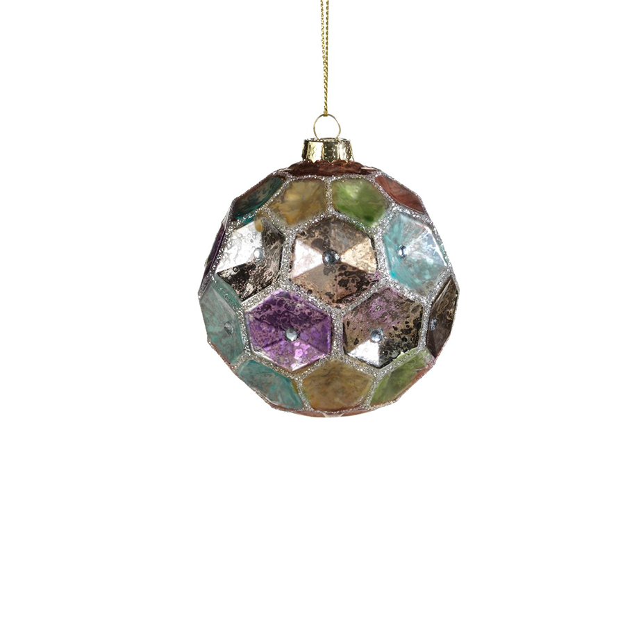 6 Piece Dimpled Colored Christmas Ball Ornament Set