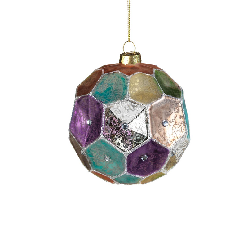 6 Piece Dimpled Colored Christmas Ball Ornament Set