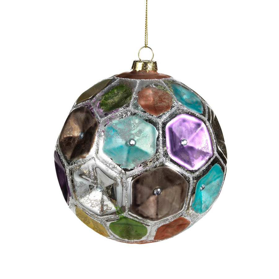 4 Piece Dimpled Colored Christmas Ball Ornament Set